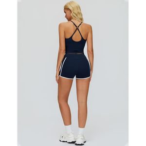 Two Piece Workout Set Women Crop <b>Top</b> High Waist Shorts Crisscross Straps Quick Dry Yoga Gym Active Outfits With Pockets - Product Image 6