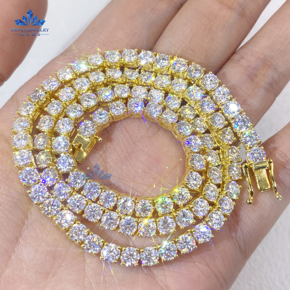 モアッサナイトテニスチェーン2mm 3mm 4mm 5mm 6.5mm明るく輝くD VVS