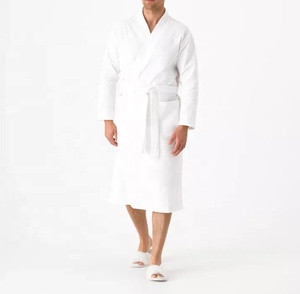 Unisex personalizar logotipo y tela uniforme de belleza SPA salón cliente Albornoz hombres Hotel bata algodón Waffle Albornoz para parejas - Product Image 3