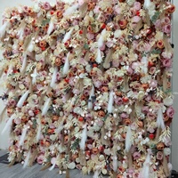 Mur floral artificiel bohème en herbe de la pampa rose poudré et terre cuite, panneau floral pour mariage, Thanksgiving, extérieur, location, boutique