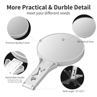 Mini miroir cosmétique intelligent rechargeable à LED, à intensité variable, double face, grossissement 5x-30x, pliable, mural, personnalisé
