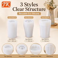 Moule en silicone Jinke pour vase, pot de fleurs, résine époxy, DIY, géométrique nordique, 3D, plâtre, ciment, décoration intérieure, réutilisable