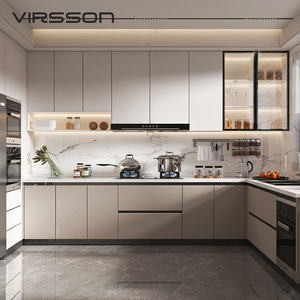 Juego Completo de Gabinetes de Cocina Modulares Blancos con Tablero de Partículas de Mármol, Diseño Moderno, Grifo y Accesorios para Cajones - Product Image 1