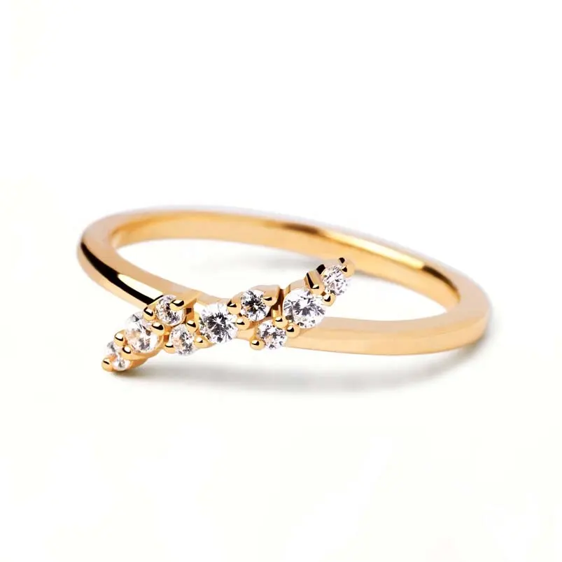 Gemnel beautiful classic jewelry glistening round cut diamonds engagement 925 silver gold ring or daily wear ring