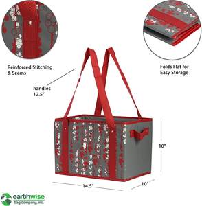 Ensemble de sacs fourre-tout d'épicerie réutilisables de haute qualité boîte de rangement de cuisine minimaliste fond renforcé laminé pliable - Product Image 2