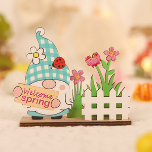 Nuevos Adornos de Madera Rústicos Pastorales de Conejo y Cesta de Pascua con Diseño de Dibujos Animados para Venta al por Mayor - Product Image 3