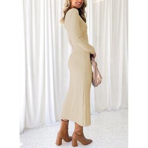 Vente en gros de robes longues plissées à manches longues pour femmes, mode automne-hiver, nouvelle collection, sexy, style hot girl, OEM personnalisé - Product Image 5