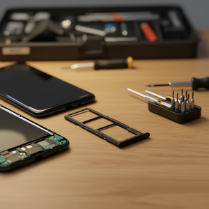 Per Samsung Galaxy A21, vassoio porta SIM Dual Cut nero, ricambio 2020 A215F - Product Image 3