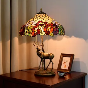 Lampe de table en verre rose rétro américain, décoration de salon, salle à manger, chambre à coucher, bar, elk