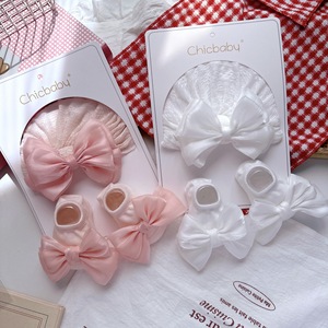 Set di due pezzi <span class=keywords><strong>per</strong></span> <span class=keywords><strong>neonata</strong></span> e bambina carino stile straniero indiano copricapo cappello e calze a rete <span class=keywords><strong>per</strong></span> la primavera estate gruppo di età bambini - Product Image 2