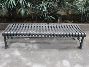Mobilier d'extérieur Arrêt d'autobus Banc de bar plat en acier sans dossier 3 places Banc en métal pour parc extérieur Banc de jardin public - Product Image 6