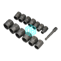 Kit de démontage d'écrous de roue professionnel 13pcs-1/4 à 3/4 jeu de douilles torsadées avec extracteur de boulons à chocs 3/8 pour vis et écrous endommagés