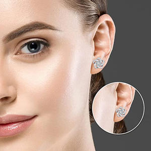 Boucles d'oreilles à fleurs en or rose, en argent 925 plaqué Rhodium, serties de cristaux, bijoux de mariage pour femmes, romantiques - Product Image 5