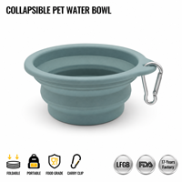 Yunuoxi Bol d'eau pliable pour animaux de compagnie gris-bleu 14cm 13cm, gamelle pliable en silicone pour chien 1.5cm plate 70g, vente en gros usine