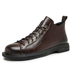 Bottes de travail décontractées en cuir véritable imperméables et confortables pour l'hiver, unisexes, à la cheville et en forme de botte, avec doublure en fourrure - Product Image 5