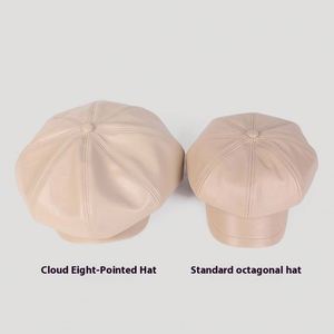 หมวกเบเร่ต์หนัง PU ผู้หญิงรุ่นใหม่ประจำปี 2025 สำหรับฤดูใบไม้ร่วงและฤดูหนาว ดีไซน์ทันสมัย 8 แผ่น ทรงนิวส์บอย - Product Image 3