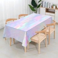 Nappe en PE irisée brillante jetable, effet laser, rectangulaire, pour décoration de fête d'anniversaire, discothèque, mariage