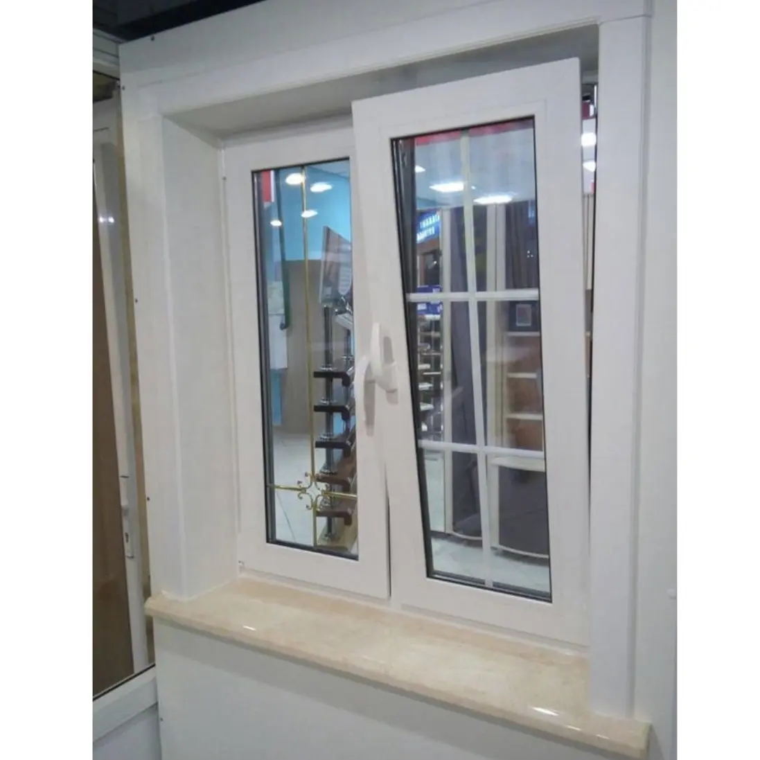 Tilt and turn aluminum window two ways open replacement UPVC windows with double tempered glass