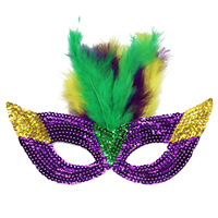Masque de Mardi Gras pour femmes et hommes, masque de mascarade à paillettes, masque à plumes, violet, vert, or, fête, carnaval, cosplay, Halloween, masque de bal, masque facial