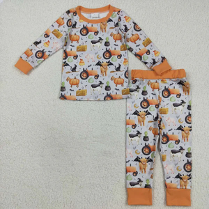 Conjunto de pijamas de manga larga para niñas con diseño de pavo y calabaza para otoño y Acción de Gracias - Product Image 4