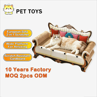 Griffoir pour chat de style européen 2 en 1 avec lit pour chat en carton ondulé remplaçable, panneau de densité robuste pour chats d'intérieur