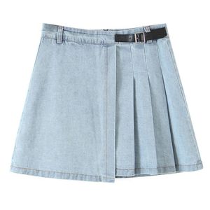 Jupe mini en jean taille haute grande taille couleur unie abricot pour femme N7978 - Product Image 2