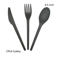 Ensemble de couverts jetables écologiques biodégradables sans plastique CPLA pour fêtes, cuillère, couteau, fourchette, personnalisables avec logo