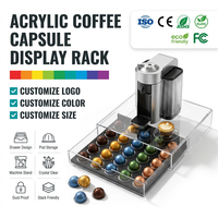 Organizzatore per Capsule di Caffè, Contiene 40 Capsule Grandi, Portacapsule in Acrilico con Estraibile Scorrevole Antiscivolo, Contenitore Trasparente