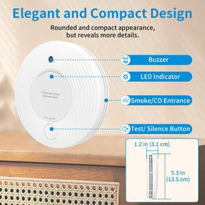 Báo động kết hợp V-COME, báo cháy cảm biến kép 2 trong 1, pin lithium kín 10 năm mà không cần thay thế, máy dò kết hợp - Product Image 6
