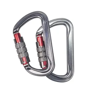 Custom New 30KN Aluminum Climbing Carabiner Twist Locking Carabiner Hook For Fall Arrest