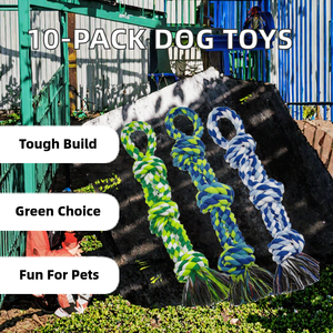 Giocattoli da masticare per cani intrecciati in Nylon ecologico resistente e resistente da 10 confezioni con nodo multicolore all'ingrosso per tiro alla fune - Product Image 2