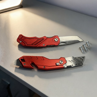 Couteau utilitaire pliable de poche OEM pour l'extérieur, lame en acier inoxydable de qualité industrielle, manche en aluminium, design compact, polyvalent