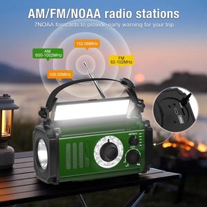 Radio Meteorológica Solar de Emergencia AM/FM/NOAA y Banco de Energía Recargable de 10000 mAh con Manivela para Supervivencia, Camping y Actividades al Aire Libre - Product Image 2
