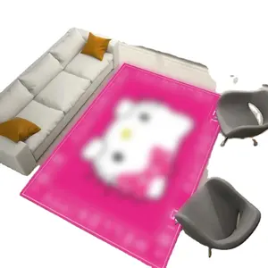 批发可爱粉色地板垫，带kitty 3D印花图案