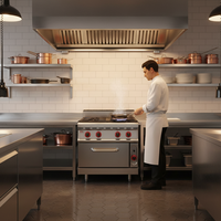 Cuisinière à gaz commerciale robuste OUTE à 4 brûleurs avec four, en acier inoxydable, pour la cuisine des restaurants et des hôtels