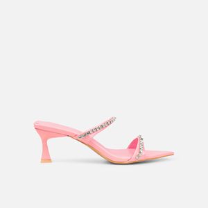 Fashionable Women Pvc Pointed Toe High Heel Strap SILVER MIRROR <strong>DIAMANTE</strong> SANDALS Shiny Strappy Sandals <strong>slippers</strong> - Product Image 6