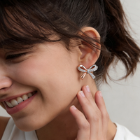Boucles d'oreilles tendance en argent sterling 925 plaqué rhodium avec zircon, finition personnalisée QX, bijoux fins pour femmes