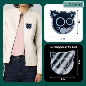 Parche Bordado de Gato Entusiasmado de 3 Pulgadas para Planchar o Coser en Bolsos, Ropa, Gorras y Jeans - Product Image 4