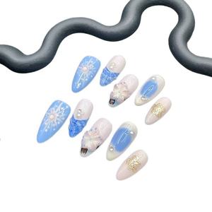 เล็บปลอมแบบกดติดลายดาวสไตล์ฝรั่งเศสสีขาวคุณภาพสูงขายดี วัสดุ ABS ยี่ห้อ Lunanail 10 ชิ้น - Product Image 4