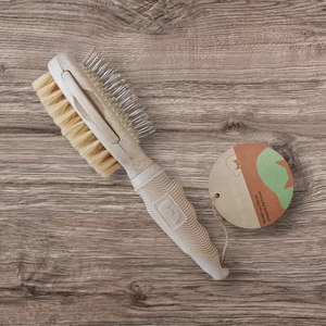 Double Sided <b>Pet</b> Grooming <b>Brush</b> For Cats Soft Bristles And Black Pins Plastic Handle Eco Friendly Design - Product Image 5
