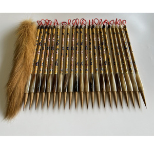 Pinceau de <span class=keywords><strong>calligraphie</strong></span> chinoise professionnel de qualité académique Lingfeng, en poils de loup purs, fait main, durable, avec pointe longue en corne de bœuf cloisonnée - Product Image 1