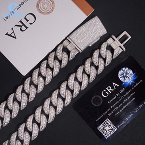 Collar de Cadena Cubana de Gran Tamaño con Engaste de Bisel Grueso de 20mm y Moissanita, Chapado en Rodio, Plata Sólida 925, Joyería Hiphop Iced Out - Product Image 5