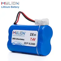 Mylion bateria recarregável de íon de lítio, icr18650 personalizada, 7.4v, 800mah/2000mah/2200mah/2600mah, bateria de íon de lítio