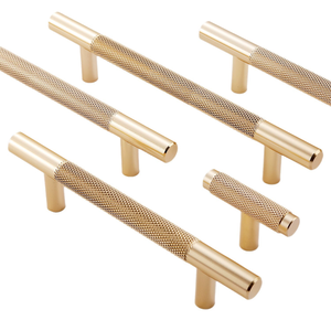 New T Bar Shape Furniture Hardware Supplies Kitchen <b>Gold</b> Cupboard Cabinet <b>Drawer</b> Door Cupboard Knurled Handles - Product Image 1