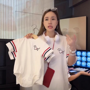 Zhi Zhi Le Y2556 Maglietta Estiva Casual per Famiglia, Stile Trendy Streetwear, Stampa Cartoon Mamma Papà Cucciolo, Traspirante, Lavorata a Maglia, 100% Cotone, Vestibilità Ampia - Product Image 3