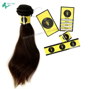 Elegant custom logo wig hair extension packaging hang tags strong adhesive hair bundle wrap label sticker