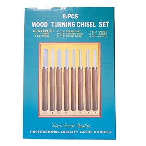 8 <b>Pc</b> Wood Turning Chisel <b>Set</b> Inch Skew Gouge Round Nose Parting Tool Professional Lathe Tools Woodworking - Product Image 5