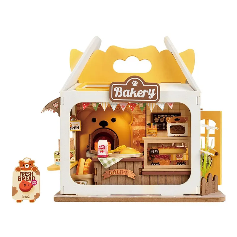 Robotime Rolife, оптовая продажа, деревянные игрушки, DS033, плюшевый хлебный ящик, сделай сам, миниатюрный дом, набор моделей ручной работы, 3D Пазлы