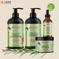 Ensemble de soins capillaires à la menthe et au romarin BOVEY, shampooing à la biotine, après-shampoing, masque capillaire, huile capillaire, traitement anti-chute de cheveux, kit de soin du cuir chevelu