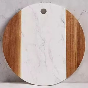 Tabla de cortar de madera superior Tabla de cortar Forma rectangular Tabla de cortar de madera antigua con mango Plato de servicio elegante - Product Image 1